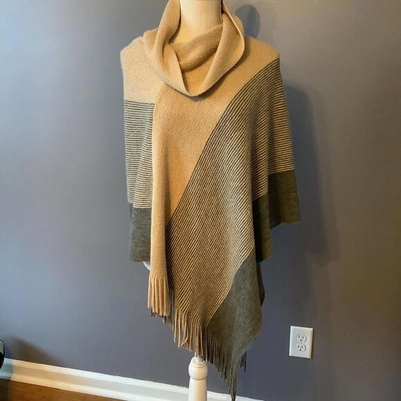 Chicos  Multi-Color Knit Poncho with Stylish Cowl Neck - Picture 1 of 6